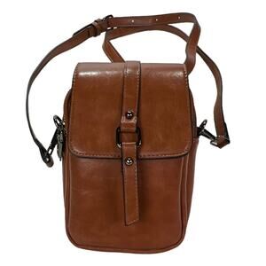 Faux Leather Crossbody / Shoulder / Purse Brown with Gunmetal Hardware